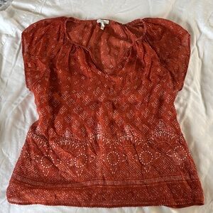 Joie Rust Patterned Blouse